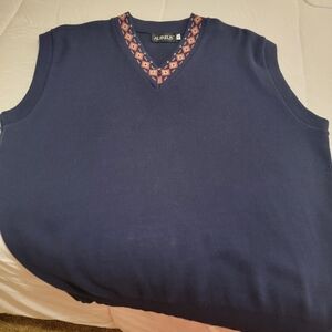 Aureus Mens Sweater Vest Navy L Knit Bob Hope Classic V Neck Pullover Golf vtg